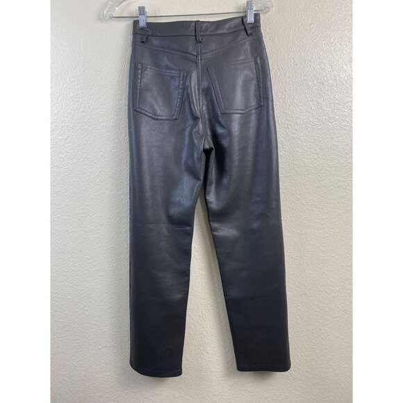Aritzia Wilfred The Melina Faux Leather Straight leg Pants Womens 2 Gray Green - Picture 4 of 16